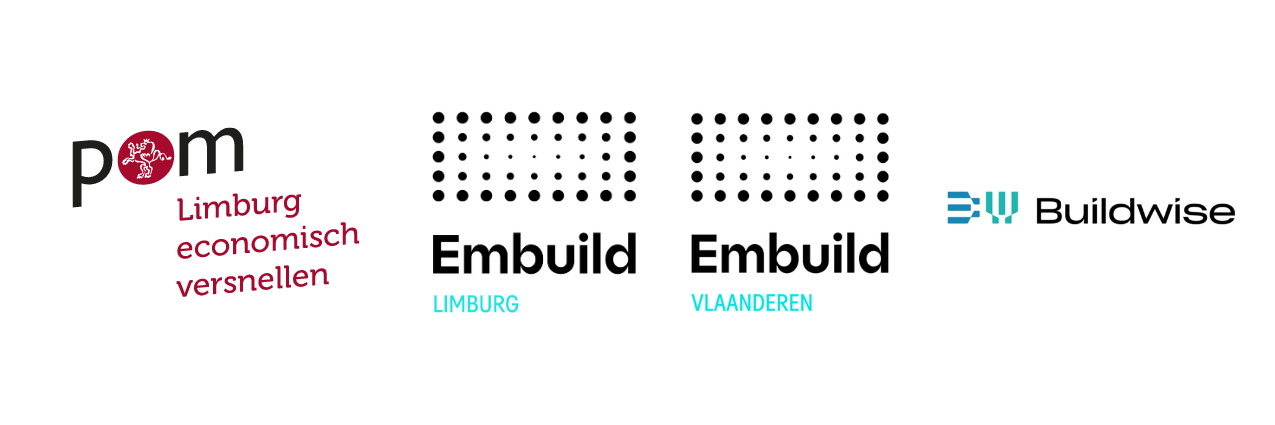Logo POM Limburg, Embuild Limburg, Embuild Vlaanderen en Buildwise